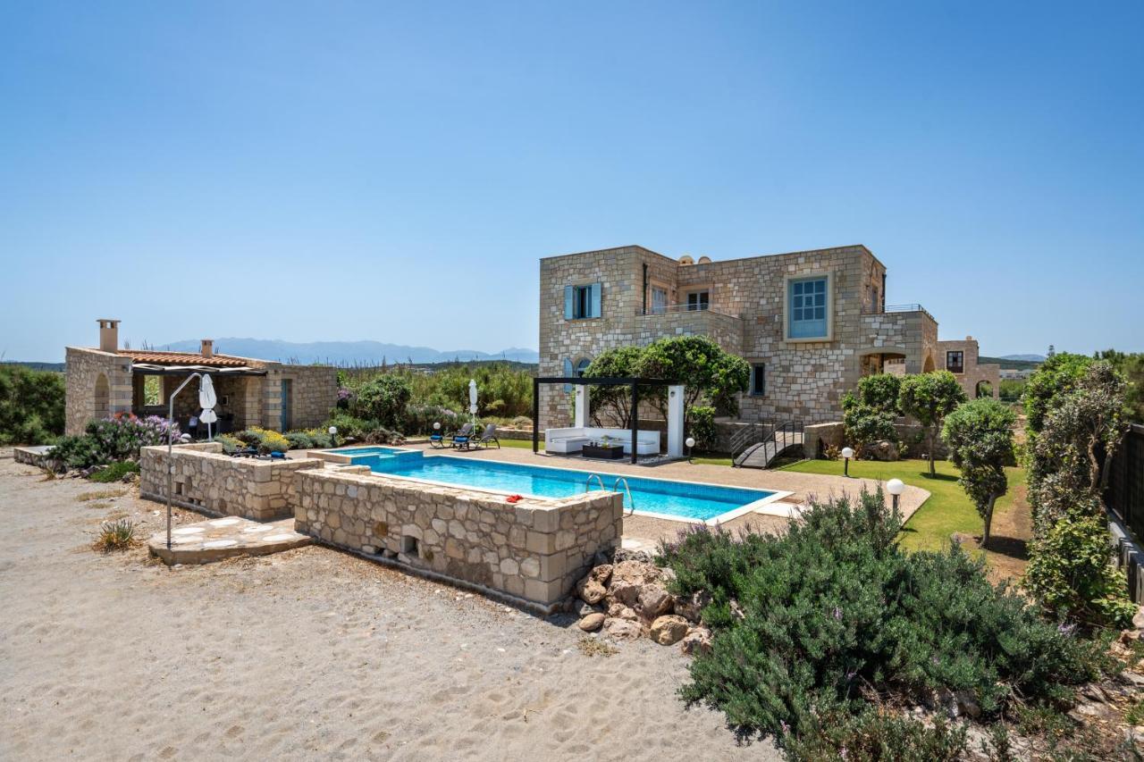 Beachfront Villa Turquoise With Private Pool, Bbq And Ping Pong Table Chania  Luaran gambar