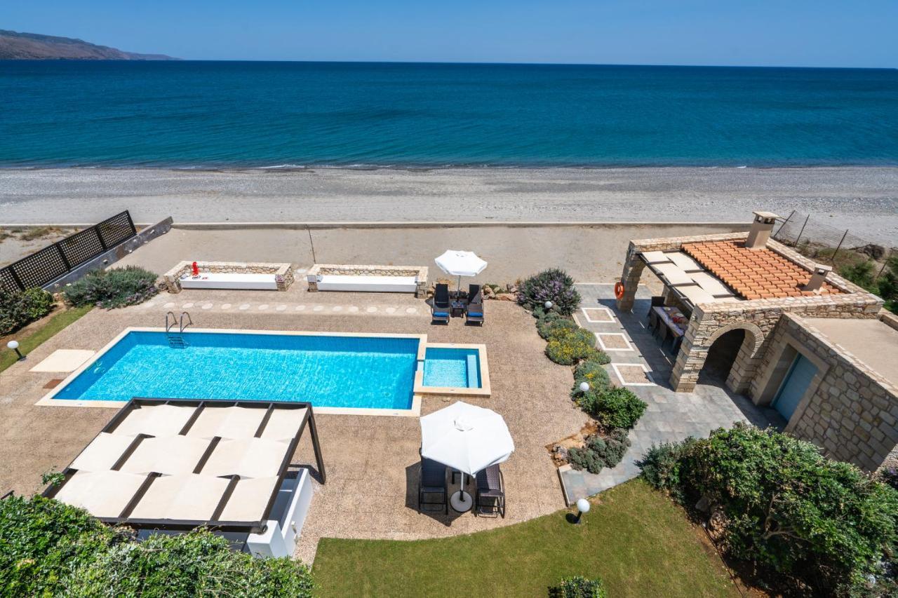 Beachfront Villa Turquoise With Private Pool, Bbq And Ping Pong Table Chania  Luaran gambar